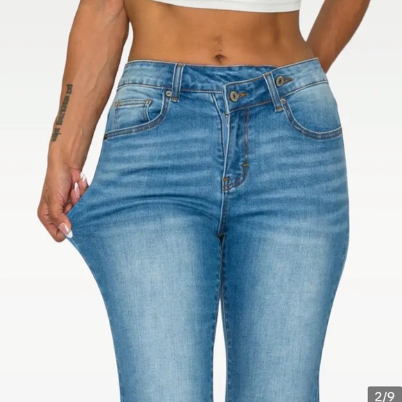 Light Wash High-Rise Distressed Flare Jeans - Women - Picture 2 of 11